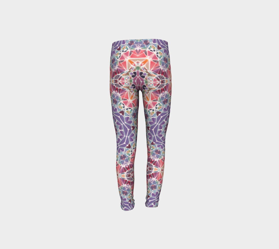Purple and Pink Kaleidoscope Youth Leggings preview #8