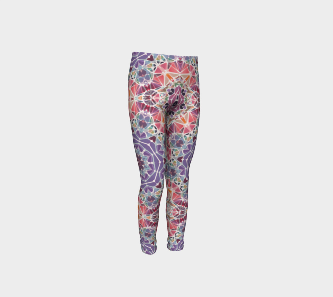 Purple and Pink Kaleidoscope Youth Leggings preview #4