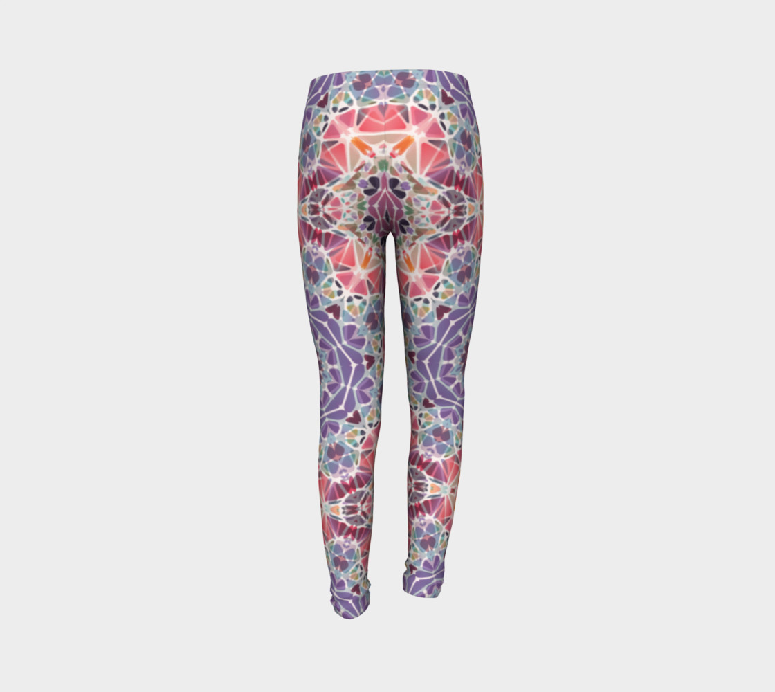 Purple and Pink Kaleidoscope Youth Leggings preview #7