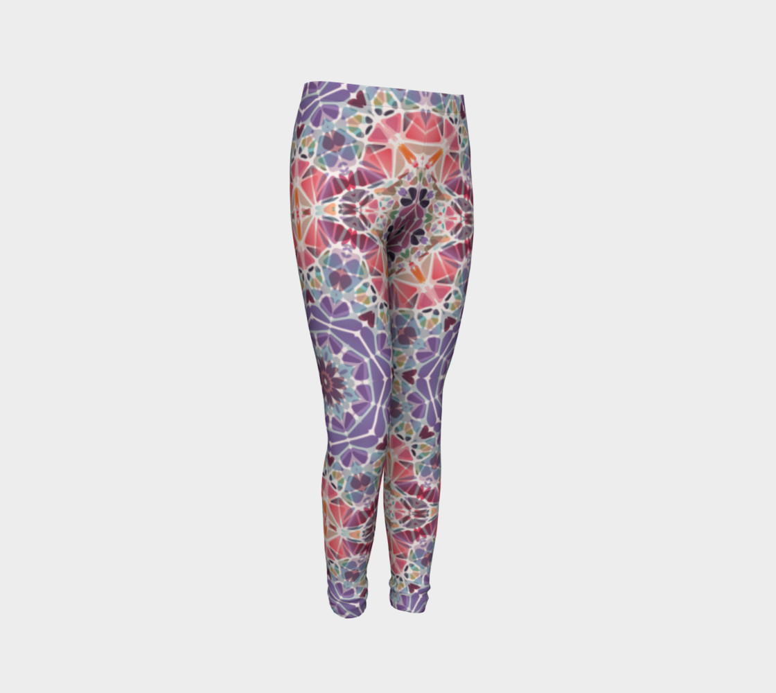 Purple and Pink Kaleidoscope Youth Leggings preview #3