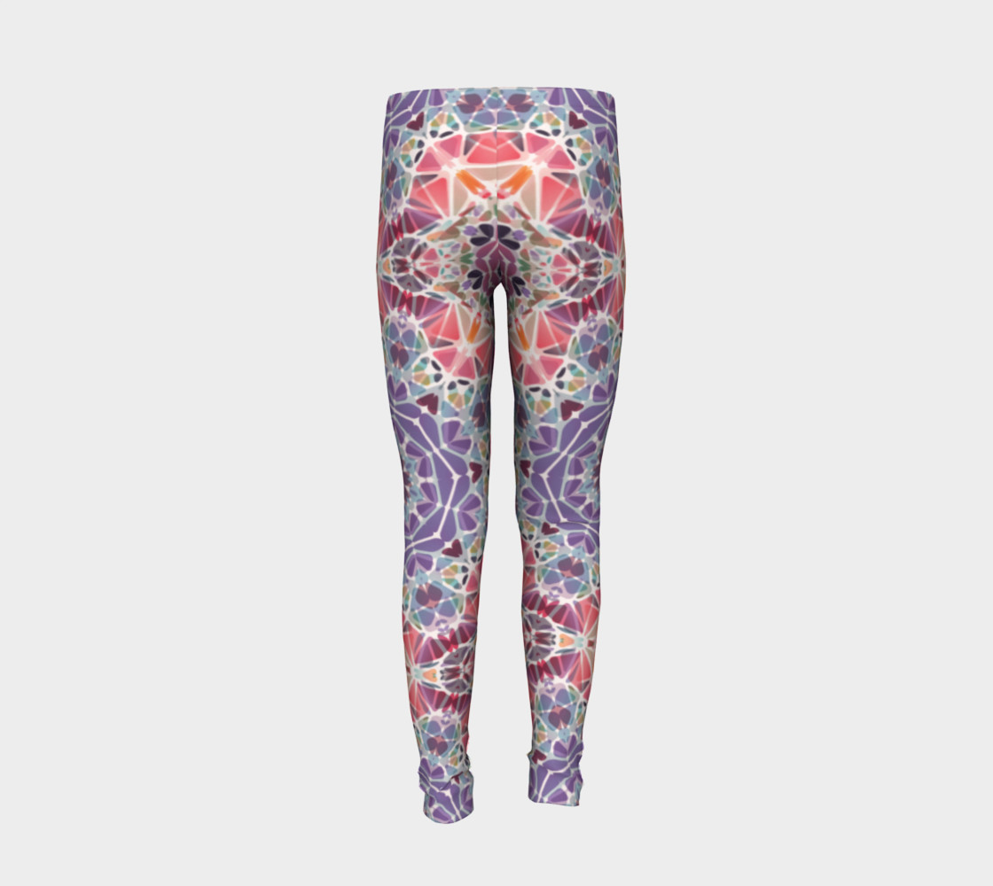 Purple and Pink Kaleidoscope Youth Leggings preview #6