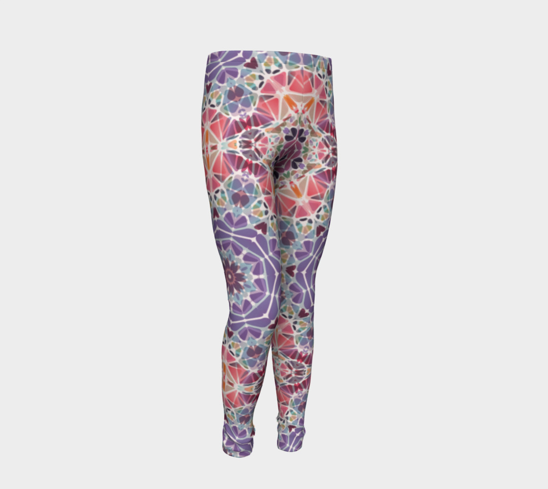 Purple and Pink Kaleidoscope Youth Leggings preview #2