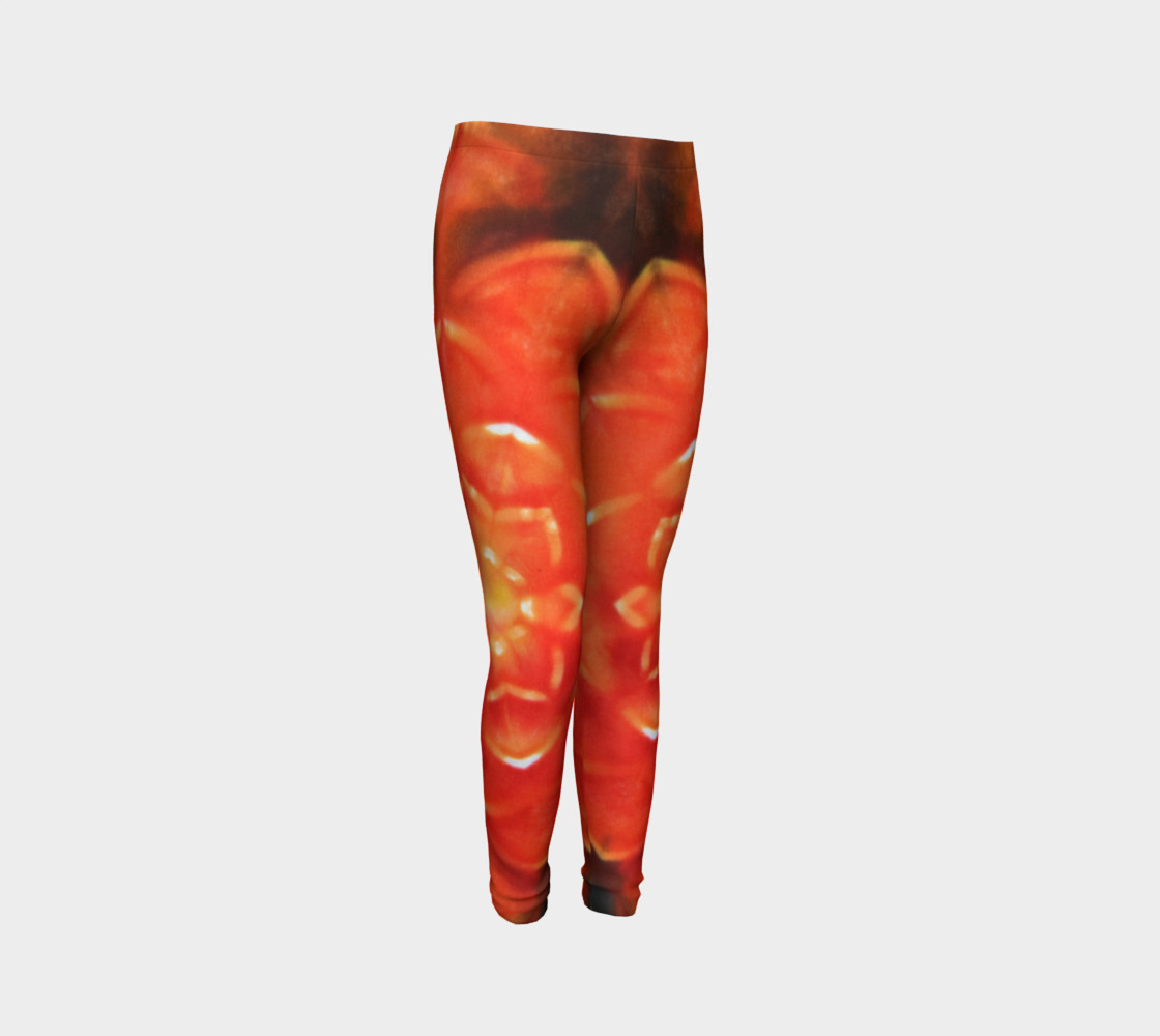Orange Lotus Youth Leggings preview #3