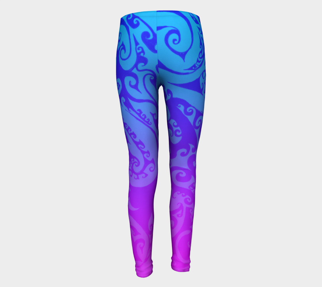 Aperçu de Katara's Favorite, Waterbender Blue Pink Ombre Celtic Spiral, Youth Leggings #5