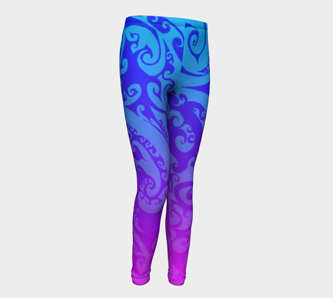 Aperçu de Katara's Favorite, Waterbender Blue Pink Ombre Celtic Spiral, Youth Leggings #1