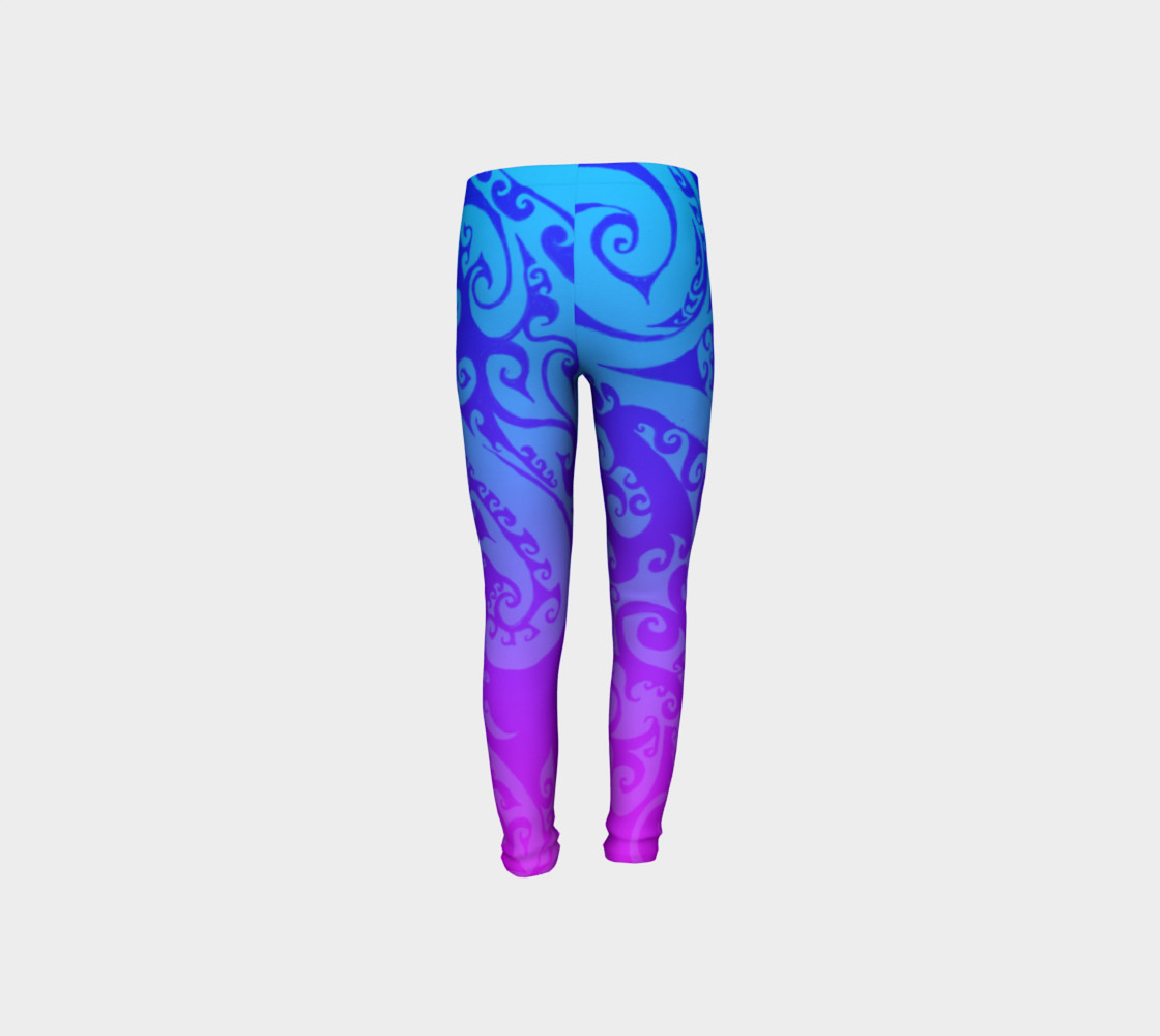 Aperçu de Katara's Favorite, Waterbender Blue Pink Ombre Celtic Spiral, Youth Leggings #8