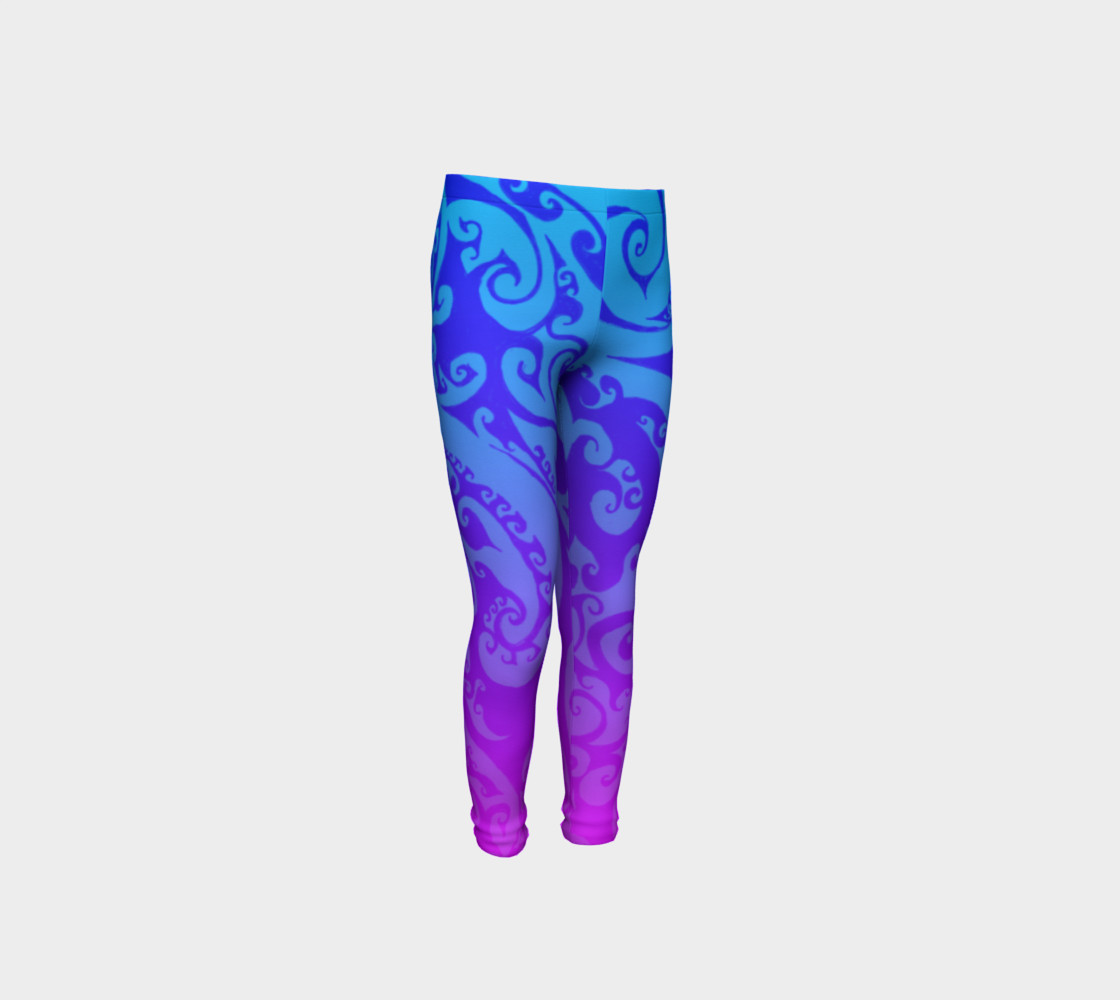 Aperçu de Katara's Favorite, Waterbender Blue Pink Ombre Celtic Spiral, Youth Leggings #4