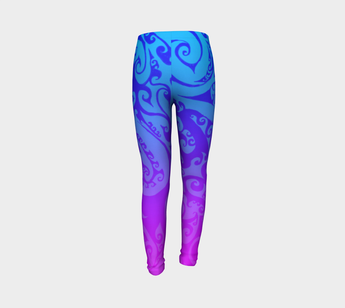 Aperçu de Katara's Favorite, Waterbender Blue Pink Ombre Celtic Spiral, Youth Leggings #7