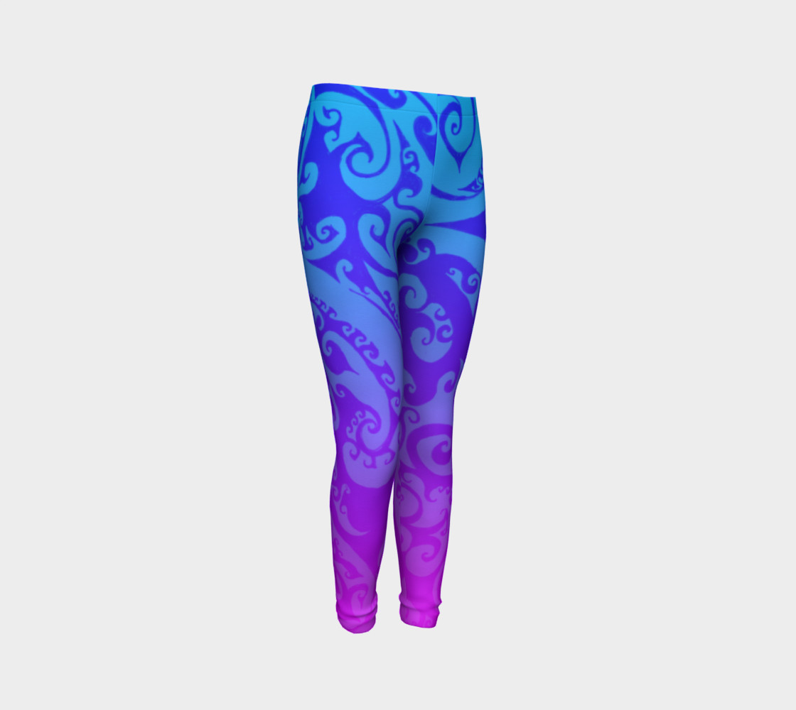 Aperçu de Katara's Favorite, Waterbender Blue Pink Ombre Celtic Spiral, Youth Leggings #3