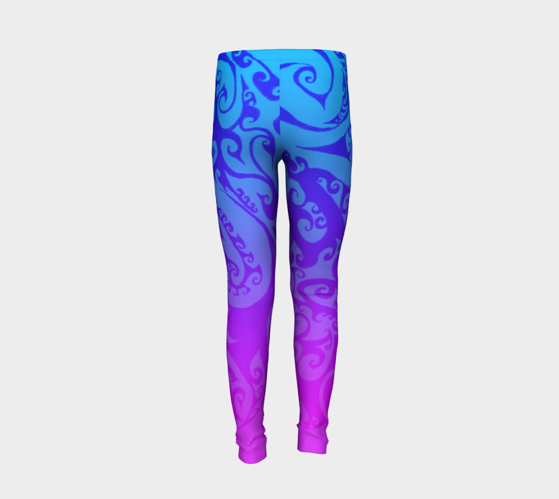Aperçu de Katara's Favorite, Waterbender Blue Pink Ombre Celtic Spiral, Youth Leggings #6