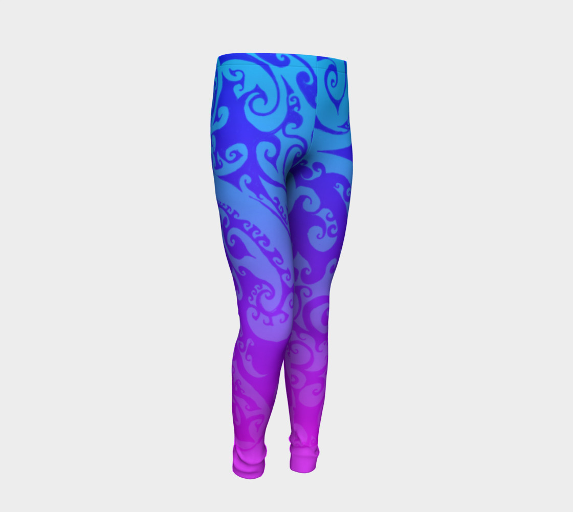 Aperçu de Katara's Favorite, Waterbender Blue Pink Ombre Celtic Spiral, Youth Leggings #2