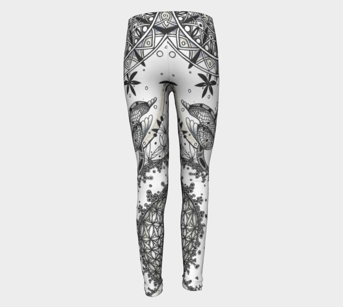 Dragonfly Mandala Floral Girls Leggings preview #5