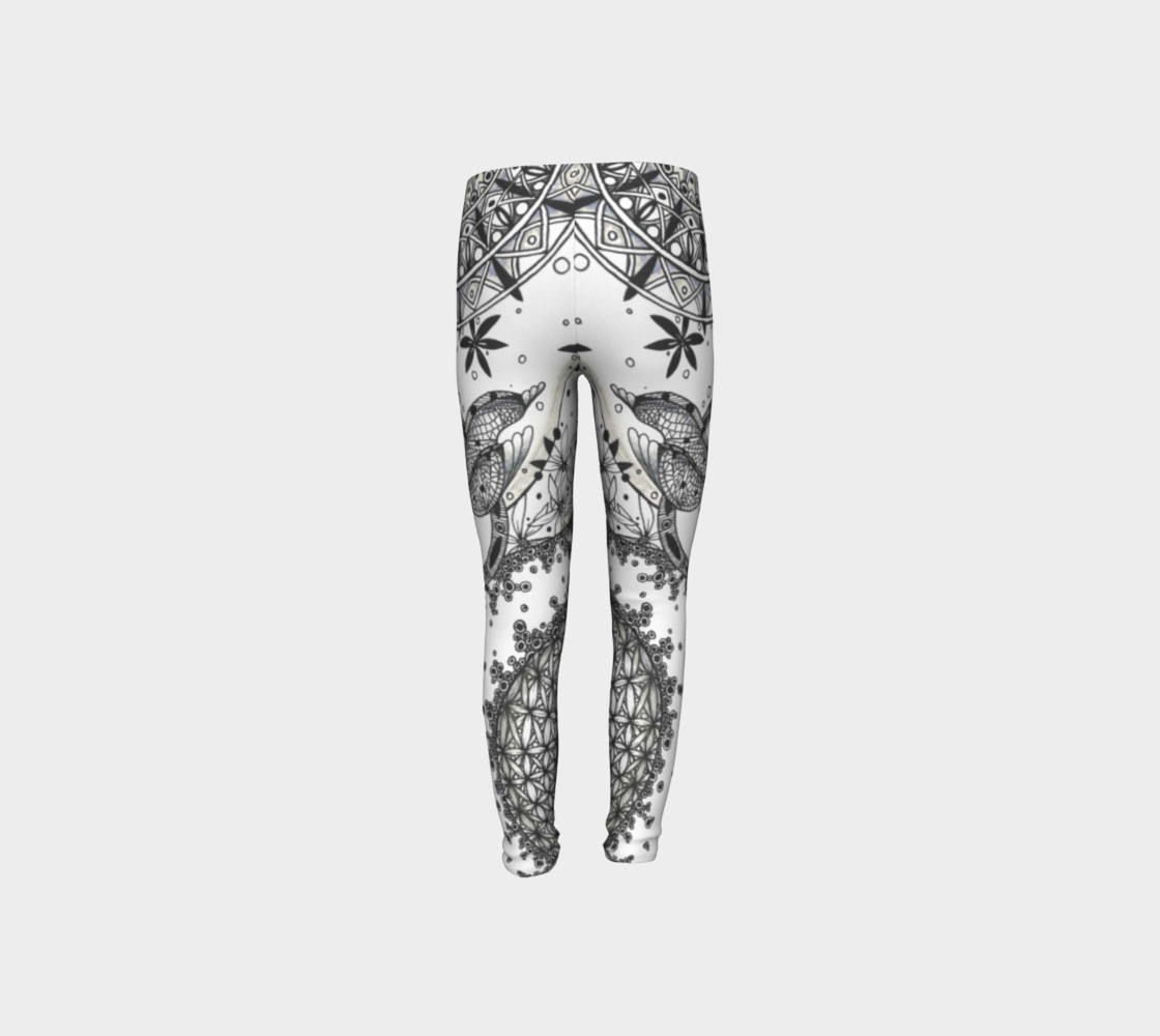 Dragonfly Mandala Floral Girls Leggings preview #8