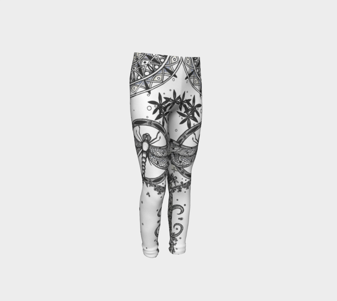 Dragonfly Mandala Floral Girls Leggings preview #4