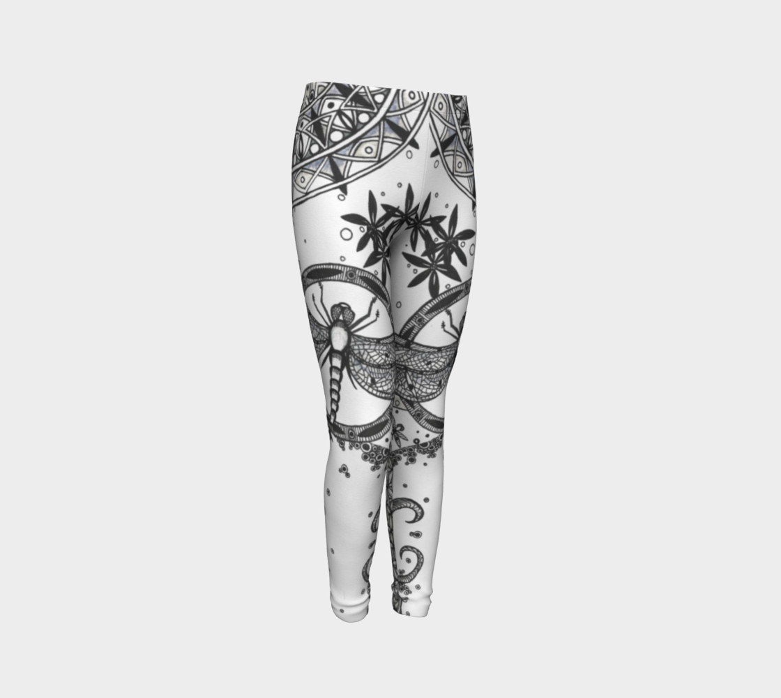 Dragonfly Mandala Floral Girls Leggings preview #3