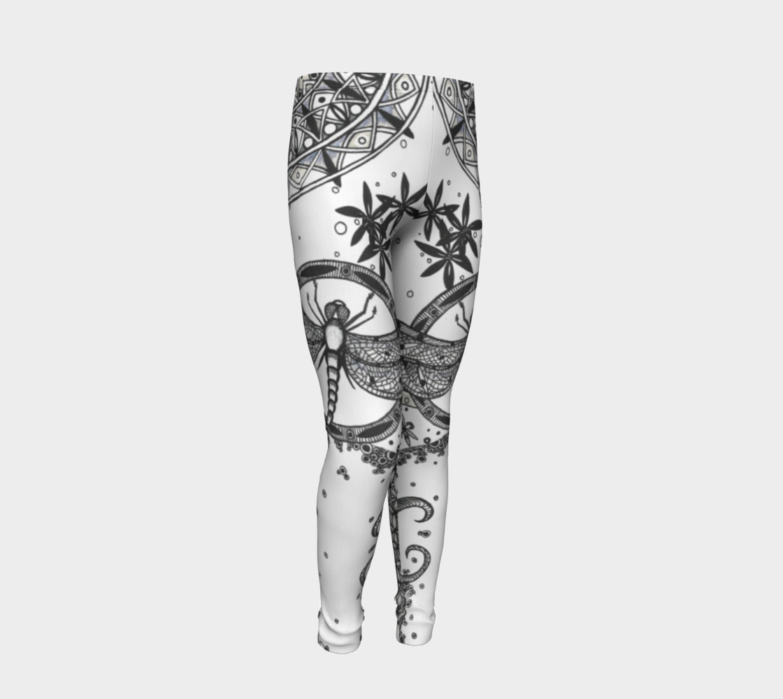 Dragonfly Mandala Floral Girls Leggings preview #2