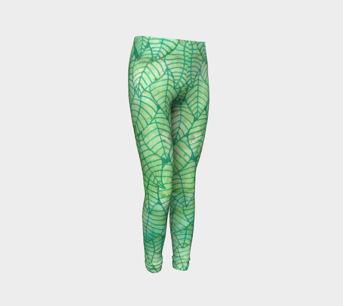 Green foliage Youth Leggings preview #3