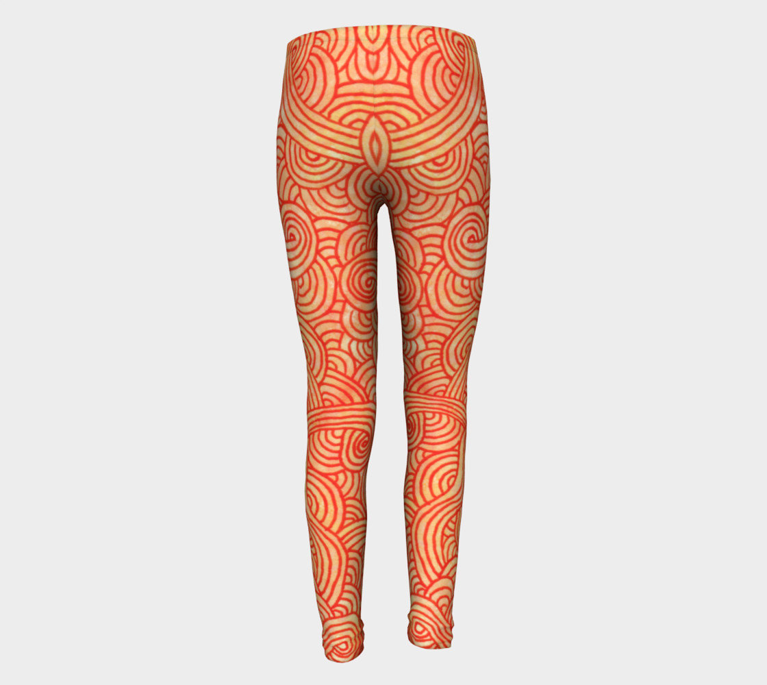 Orange and red swirls doodles Youth Leggings preview #5