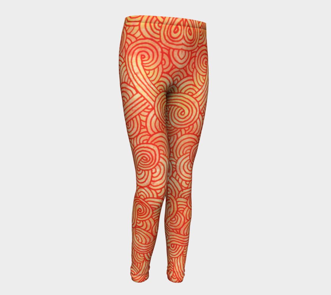 Orange and red swirls doodles Youth Leggings preview #1