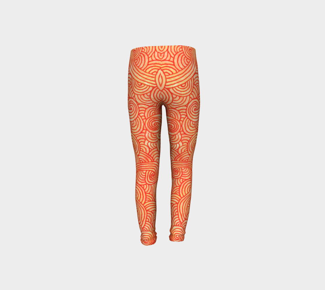 Orange and red swirls doodles Youth Leggings preview #8