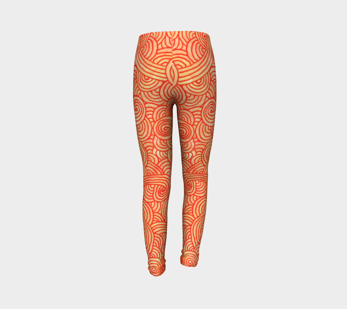 Orange and red swirls doodles Youth Leggings preview #7
