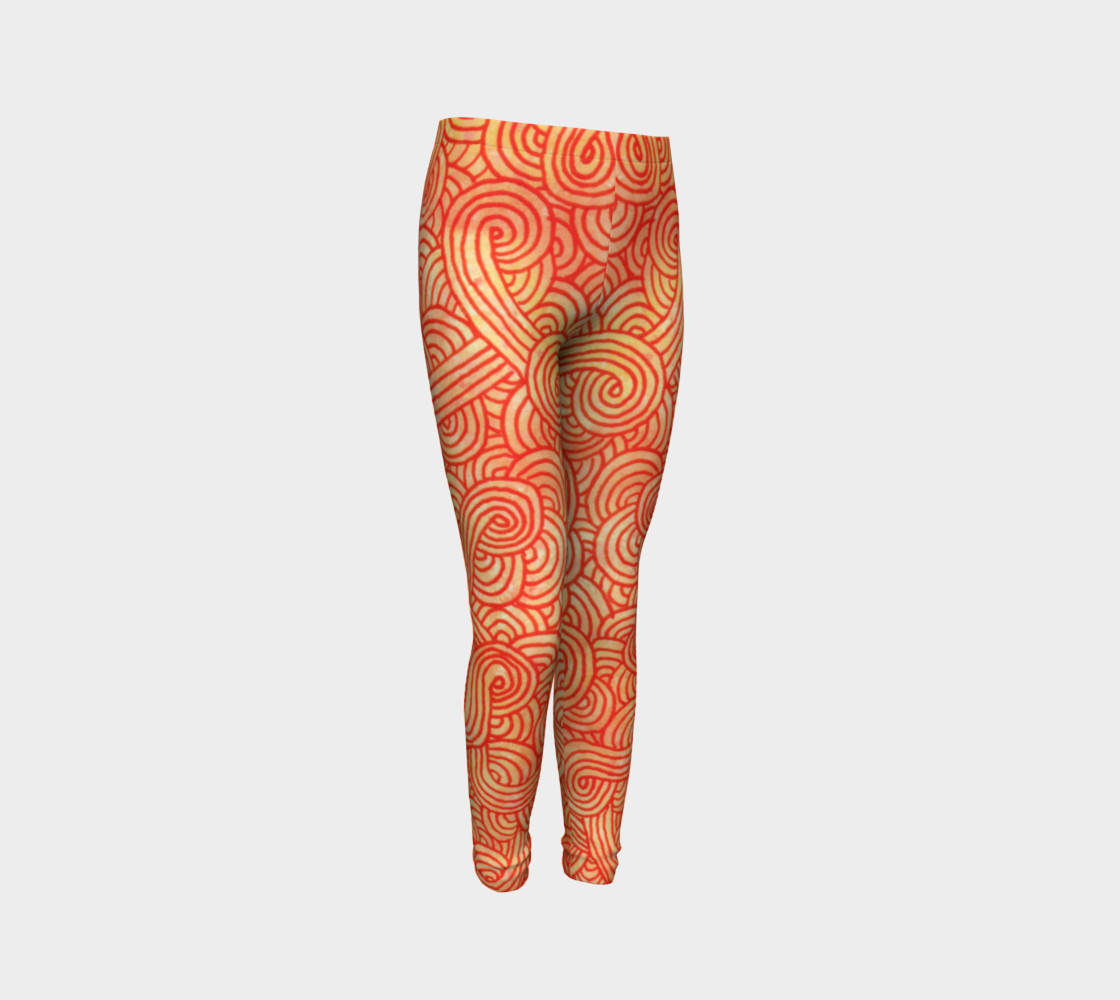Orange and red swirls doodles Youth Leggings preview #3