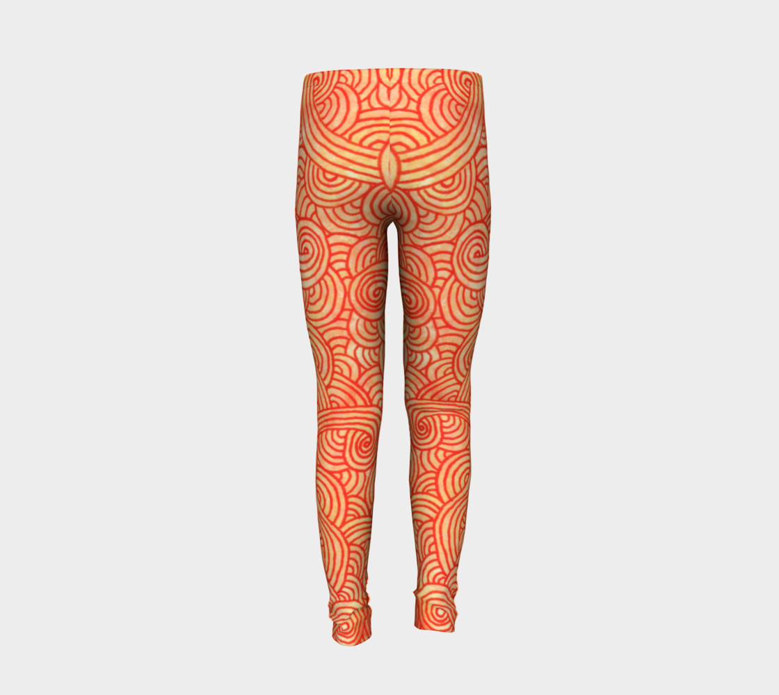 Orange and red swirls doodles Youth Leggings preview #6