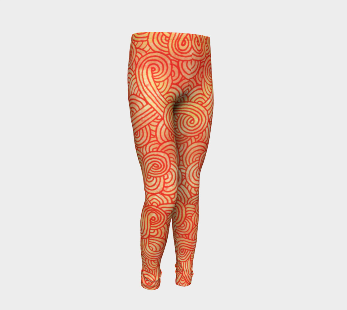 Orange and red swirls doodles Youth Leggings preview #2