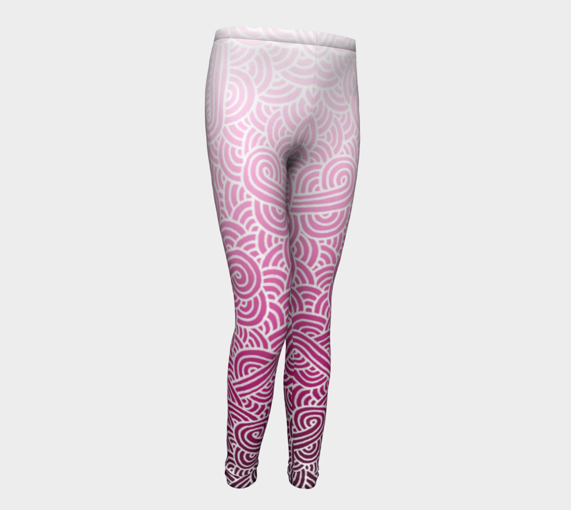 Ombre pink and white swirls doodles Youth Leggings preview #1