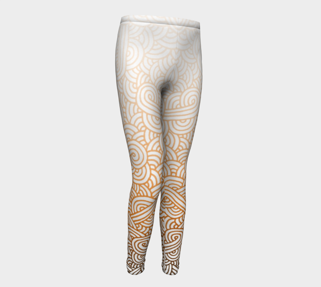 Gradient orange and white swirls doodles Youth Leggings preview #1