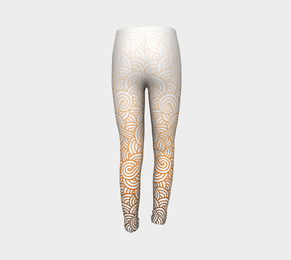 Gradient orange and white swirls doodles Youth Leggings preview #7