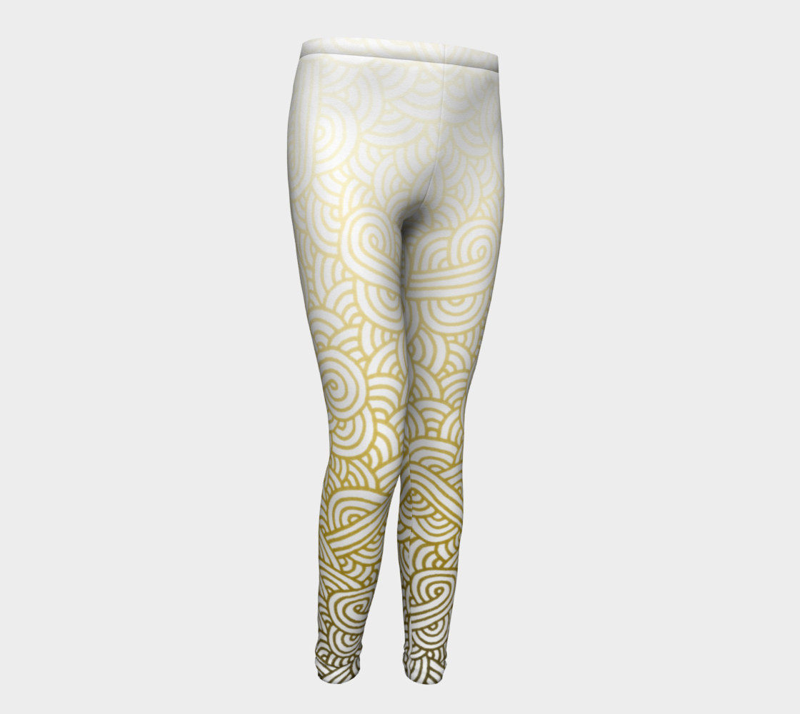 Gradient yellow and white swirls doodles Youth Leggings preview #1