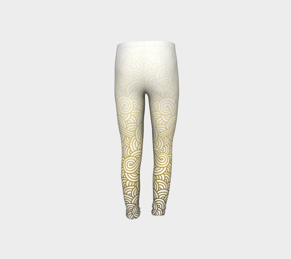 Gradient yellow and white swirls doodles Youth Leggings preview #8