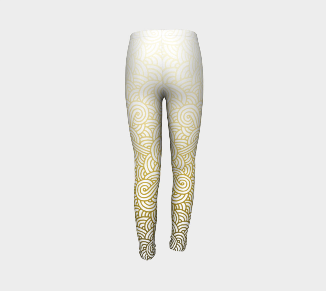 Gradient yellow and white swirls doodles Youth Leggings preview #7