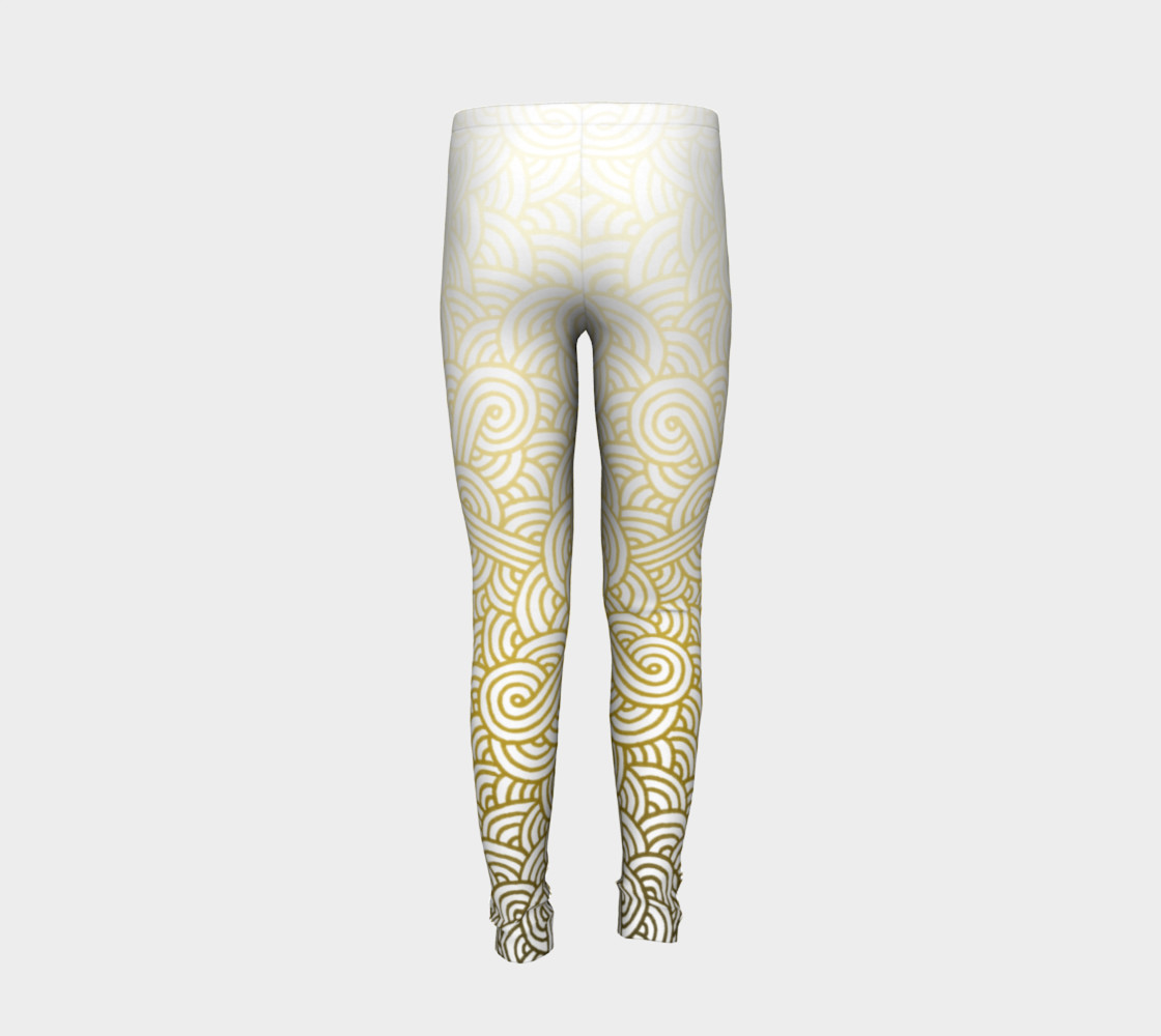 Gradient yellow and white swirls doodles Youth Leggings preview #6