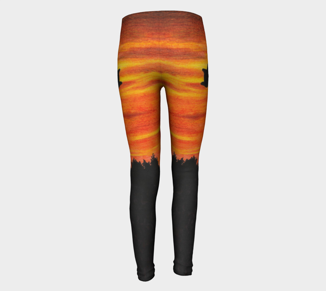 Sunset with bird Youth Leggings preview #5