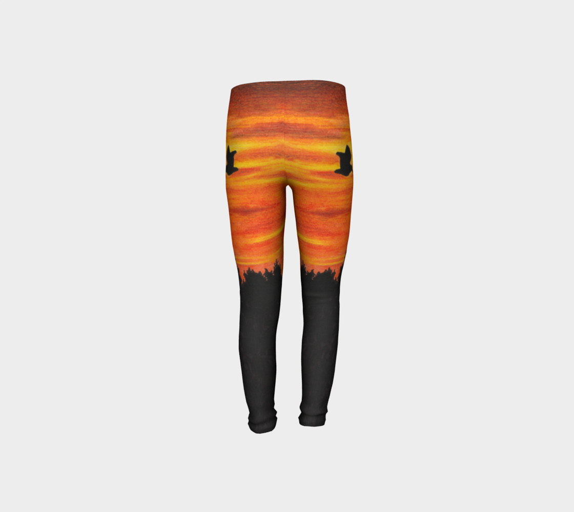 Sunset with bird Youth Leggings preview #8