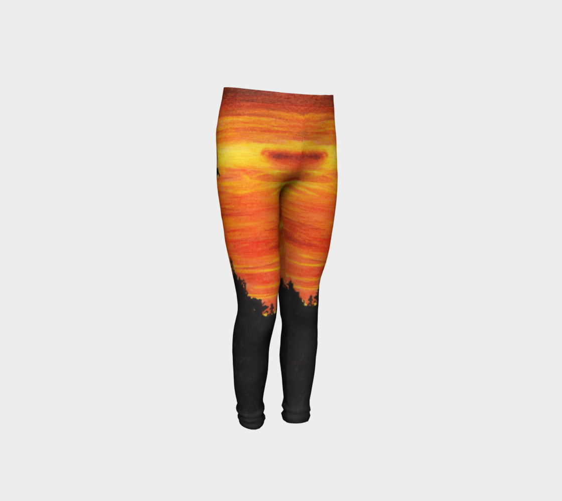 Sunset with bird Youth Leggings preview #4