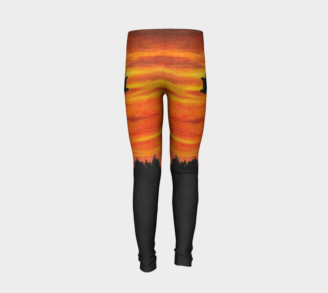 Sunset with bird Youth Leggings preview #6