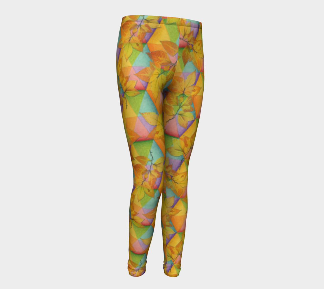 Aperçu de Rainbow Hexagon Leaves Youth Leggings #1