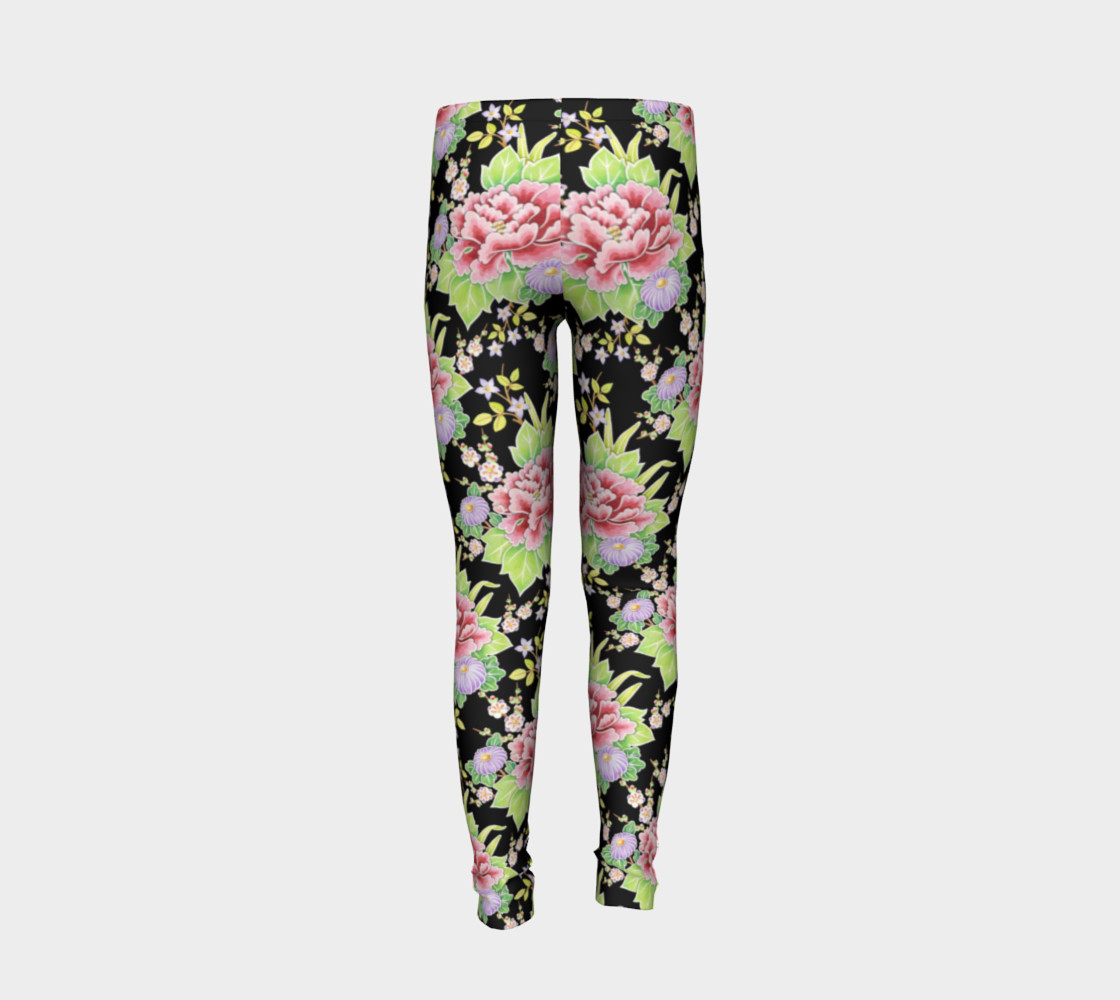 Kimono Bouquet Youth Leggings preview #6
