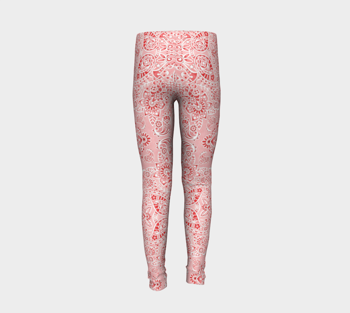 Pink Paisley Youth Leggings preview #6