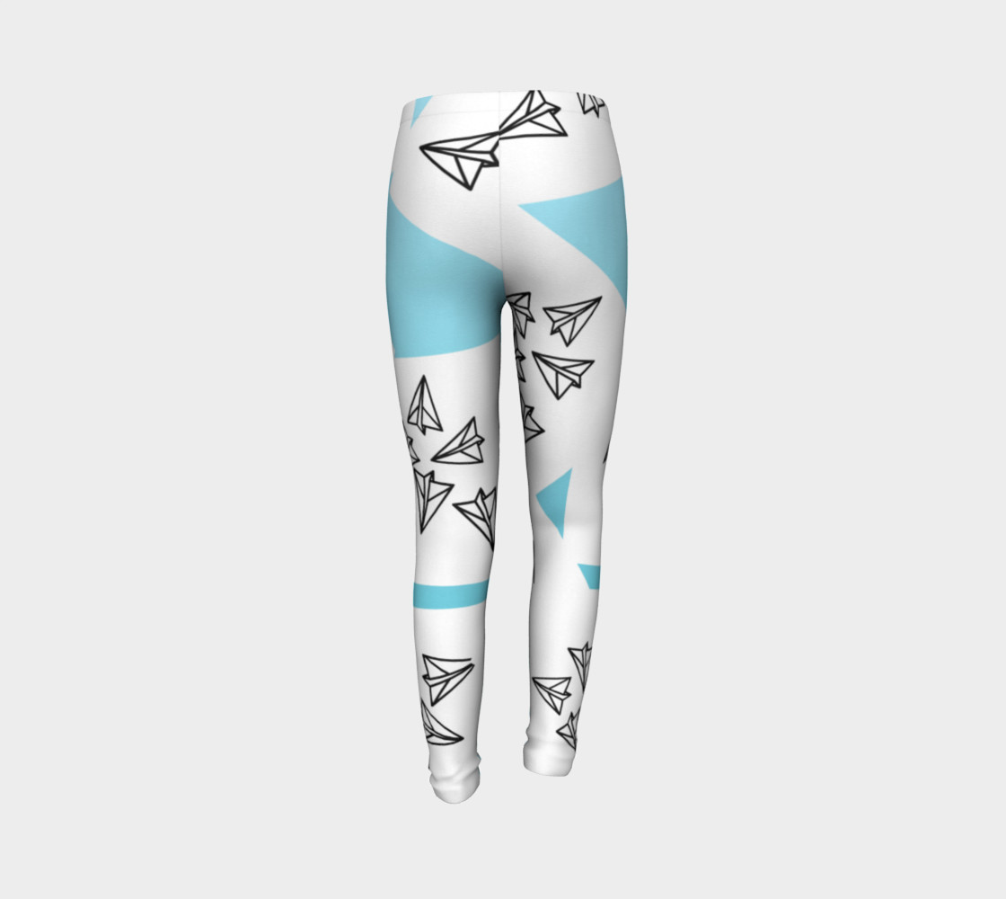Blue and White Paper Planes Girls Leggings Miniature #8