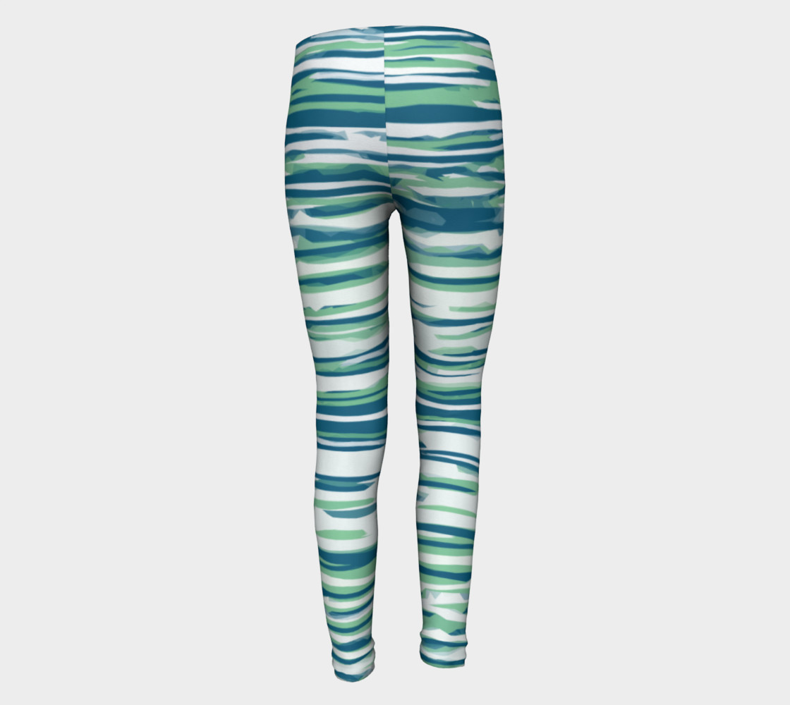 Aperçu de Girls Blue/Green Striped Leggings #5