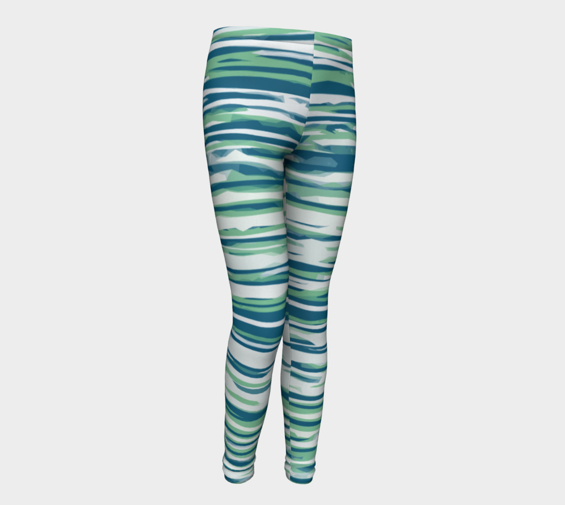 Aperçu 3D de Girls Blue/Green Striped Leggings