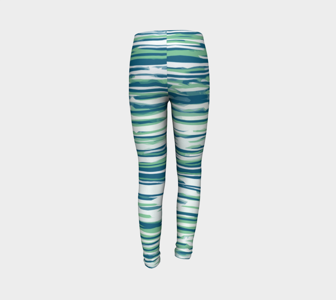 Aperçu de Girls Blue/Green Striped Leggings #7