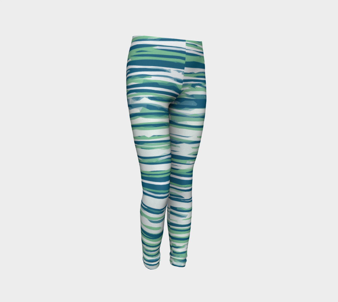 Aperçu de Girls Blue/Green Striped Leggings #3