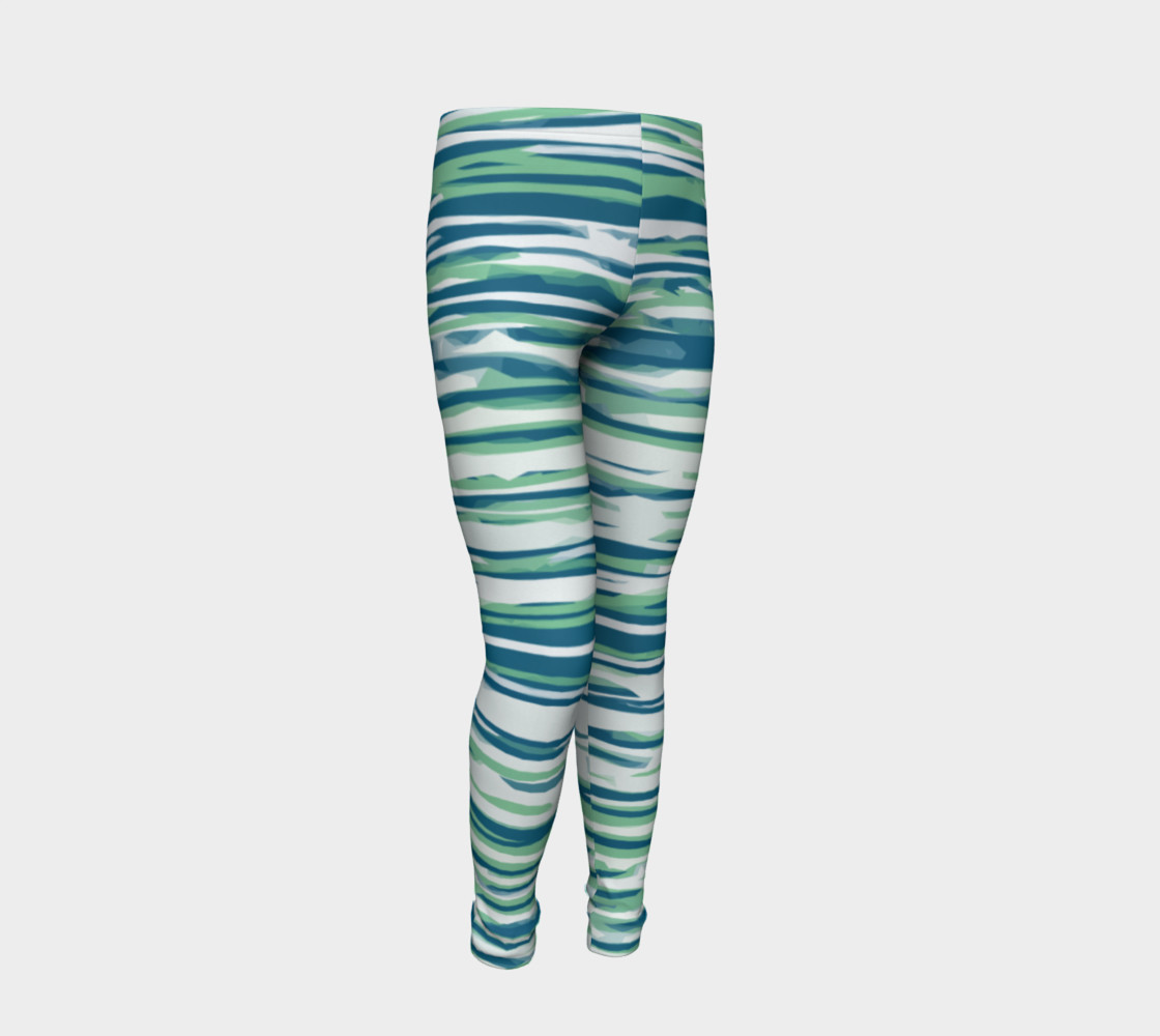 Girls Blue/Green Striped Leggings Miniature #3