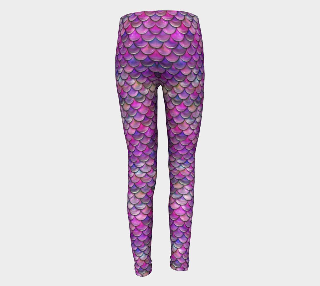 Pink Mermaid Youth Leggings preview #5