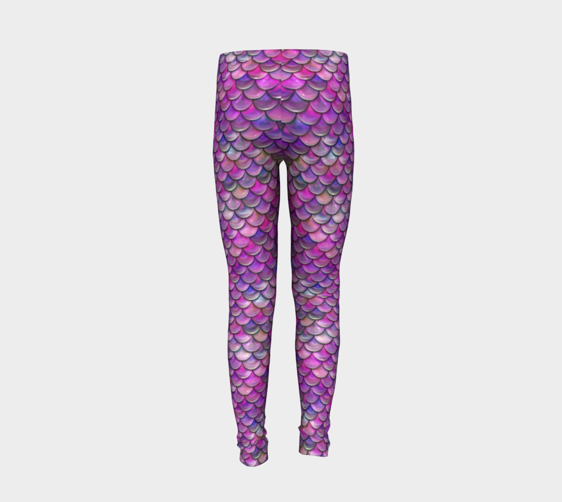 Pink Mermaid Youth Leggings preview #6